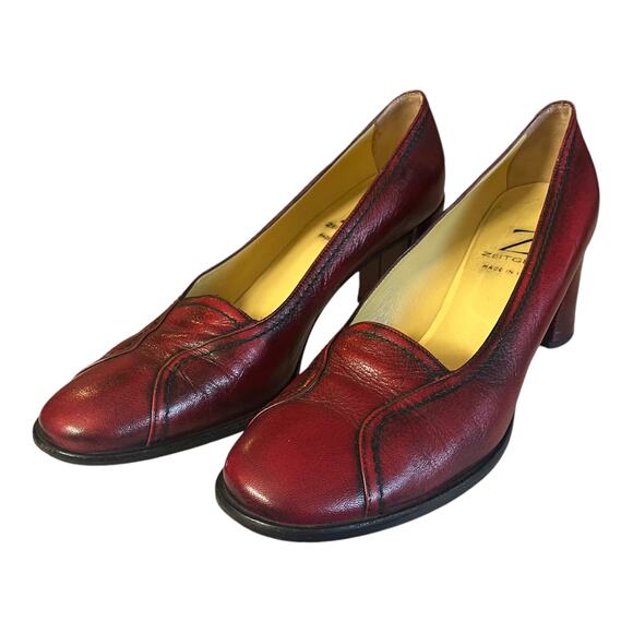 Zeitgeist Red Block Heels Size 9.5 Made in Italy - Picture 1 of 11